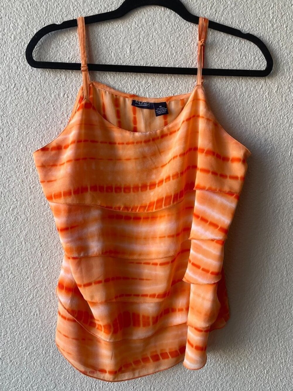 Mileage Brand Women's Camisole Layered Top Plus Size 1X Orange Tie-Dye Pattern